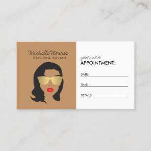 Hair Salon, Stylist, Beauty Girl Tan/Brown Afsprakenkaartje