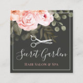 Hair Salon Stylist Elegant Floral Roos Appointment Vierkante Visitekaartje (Voorkant)