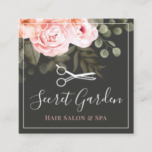 Hair Salon Stylist Elegant Floral Roos Appointment Vierkante Visitekaartje