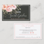 Hair Salon Stylist Elegant Floral Roos Appointment Visitekaartje (Voorkant / Achterkant)