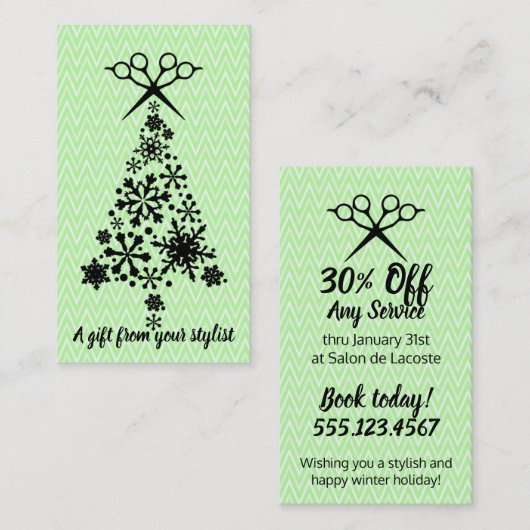 Hair salon stylist foliday coupon gift card xmas (Voorkant / Achterkant)