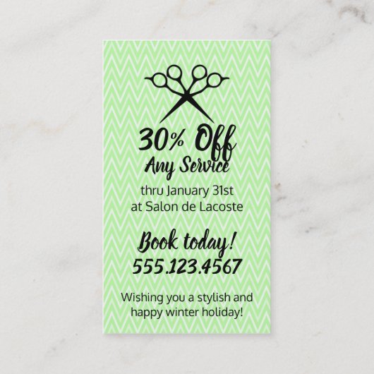 Hair salon stylist foliday coupon gift card xmas (Achterkant)