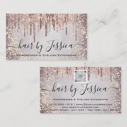 Hair Salon Stylist Hairdresser Roos Drift QRCode Visitekaartje (Voorkant / Achterkant)