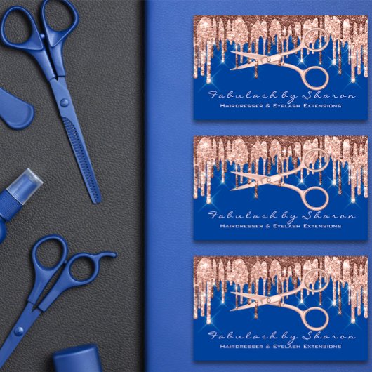 Hair Salon Stylist Hairdresser Scissors Roos Blue Visitekaartje