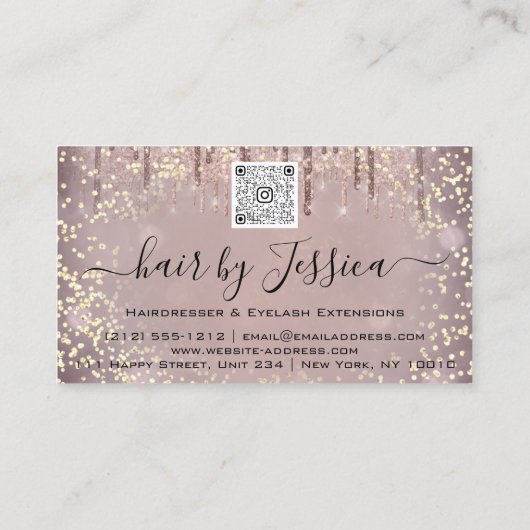 Hair Salon Stylist Hairdresser SPA Drives QRCode Visitekaartje (Achterkant)
