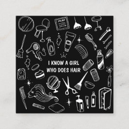 Hair Salon Stylist Zwart Vierkante Visitekaartje
