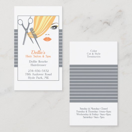 Hair Salon-Visitekaartjes Visitekaartje (Voorkant / Achterkant)