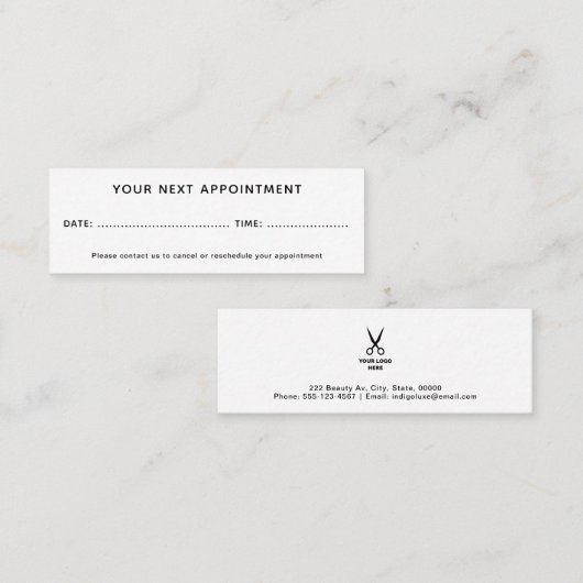 Hair Salon Voeg je Logo benoeming toe Mini Visitekaartje (Voorkant / Achterkant)