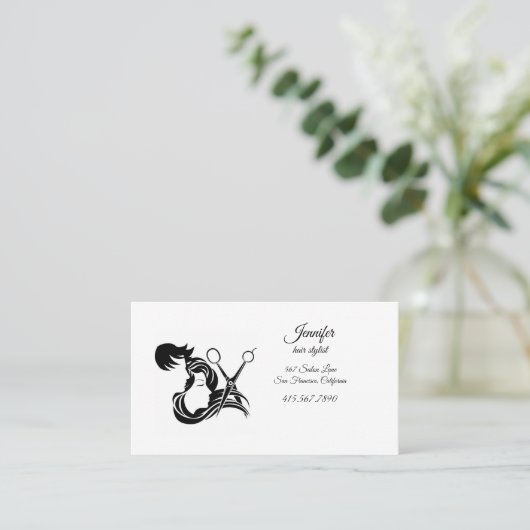 Hair Silhouette's & Scissors Haarstylist Business Visitekaartje (Staand voorkant)