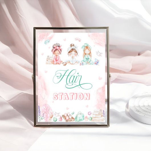 Hair Station Spa Party Make-up Girl Verjaardag Poster