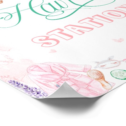 Hair Station Spa Party Make-up Girl Verjaardag Poster (Hoek)