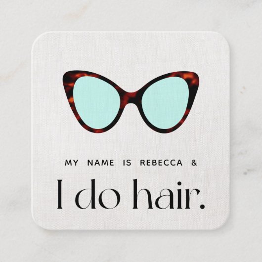 Hair Stylist 60's Retro Sunbril Square B Vierkante Visitekaartje (Voorkant)