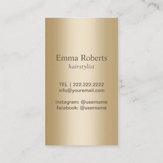 Hair Stylist Antiek Gold Scissor Luxury Salon Visitekaartje (Achterkant)