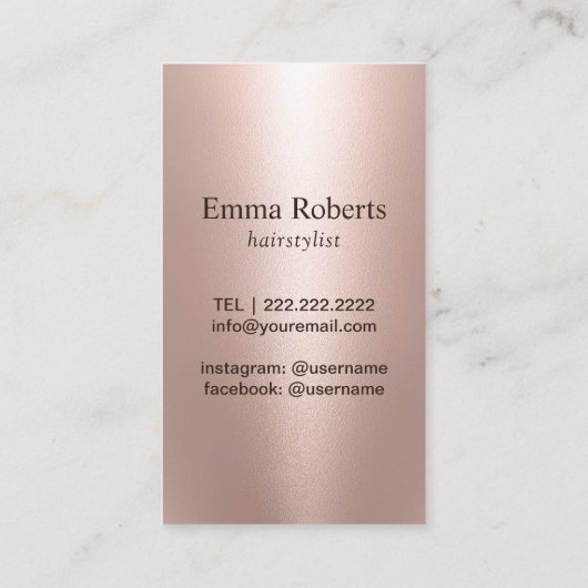 Hair Stylist Antiek Roos Gold Scissor Lux Salon Visitekaartje (Achterkant)