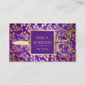 Hair Stylist Antiek Scissor Luxury Paars & Gold Visitekaartje (Voorkant)