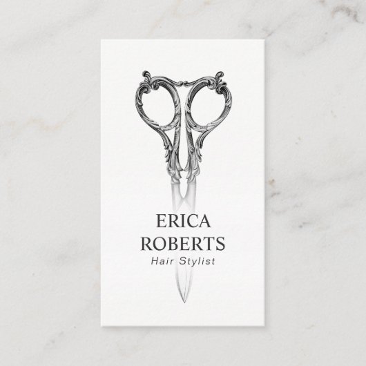 Hair Stylist Antiek Scissor & Roos Beauty Salon Visitekaartje (Voorkant)