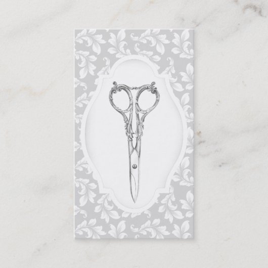 Hair Stylist Antiek Silver Scissor Elegant Salon Visitekaartje (Voorkant)