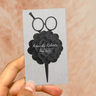 Hair Stylist Appointment  Black Floral Afsprakenkaartje
