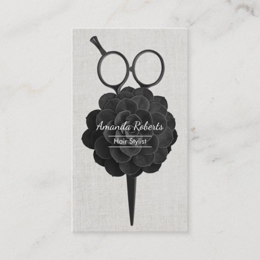 Hair Stylist Appointment  Black Floral Afsprakenkaartje (Voorkant)