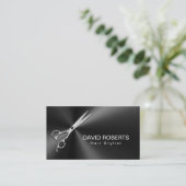 Hair Stylist Appointment Modern Black Metallic Afsprakenkaartje (Staand voorkant)