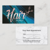 Hair Stylist Appointment Modern Script Blue Flow Afsprakenkaartje (Voorkant / Achterkant)