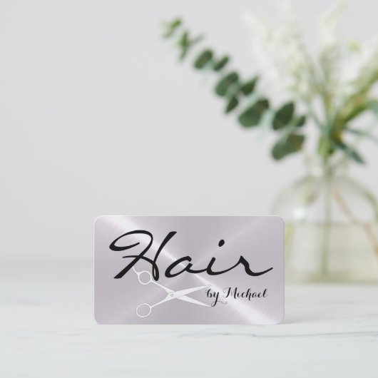 Hair Stylist Appointment Roestvrij staal Metaal Afsprakenkaartje (Staand voorkant)