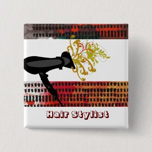 Hair Stylist Appointment Salon Mode Floral Vierkante Button 5,1 Cm