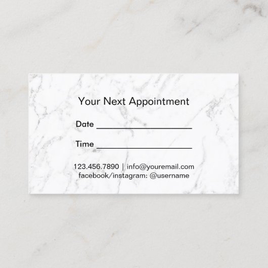 Hair Stylist Appointy Classy Script Dark Marble Afsprakenkaartje (Achterkant)