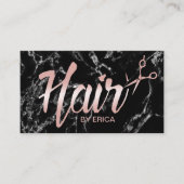 Hair Stylist Appointy Classy Script Dark Marble Afsprakenkaartje (Voorkant)