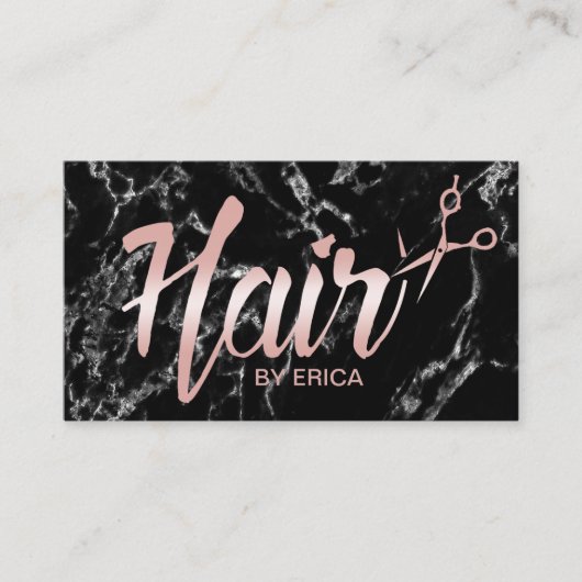 Hair Stylist Appointy Classy Script Dark Marble Afsprakenkaartje (Voorkant)