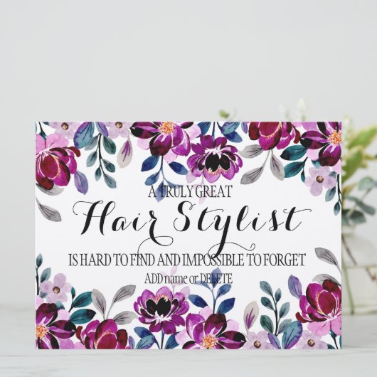 Hair Stylist appreciatie bedankt dat je cadeau heb Kaart (Staand voorkant)