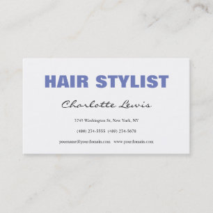 Hair Stylist Artist Designer Minimalist White Visitekaartje