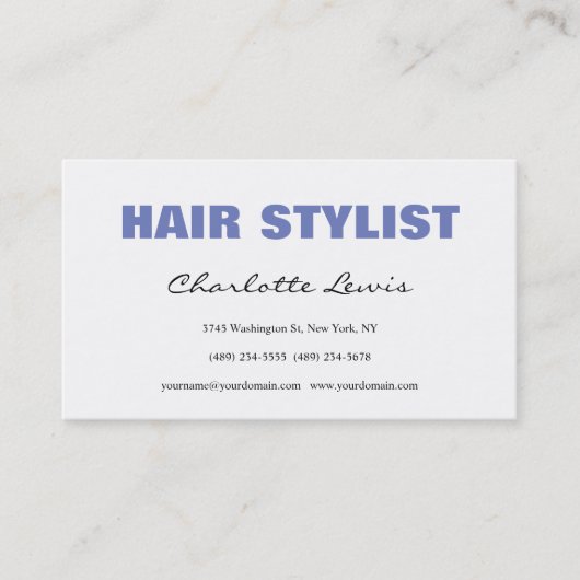 Hair Stylist Artist Designer Minimalist White Visitekaartje (Voorkant)