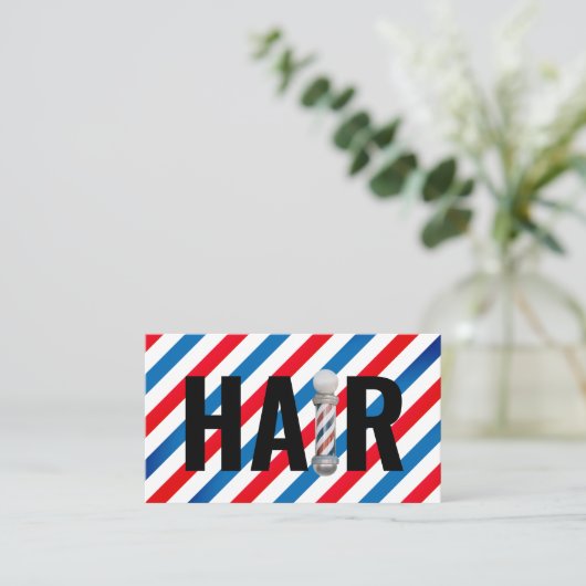 Hair Stylist Barber Pole Typography Hairdresser Visitekaartje (Staand voorkant)
