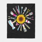 Hair Stylist Barber Tools Floral Fleece Deken (Voorkant)
