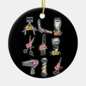 Hair Stylist Barber Tools Floral Keramisch Ornament (Voorkant)