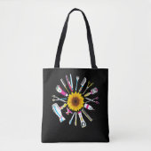 Hair Stylist Barber Tools Floral Tote Bag (Voorkant)