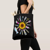 Hair Stylist Barber Tools Floral Tote Bag (Dichtbij)
