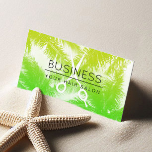 Hair Stylist Beach Thmed Palm Trees Modern Salon Visitekaartje