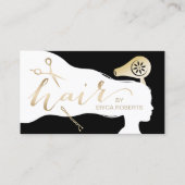 Hair Stylist Beauty Girl Black & Gold Appointes Afsprakenkaartje (Voorkant)