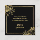 Hair Stylist Beauty Salon Black & Gold Botanical Vierkante Visitekaartje (Achterkant)