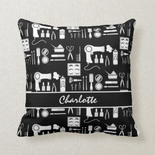 Hair Stylist Beauty Salon Black White Pattern Kussen