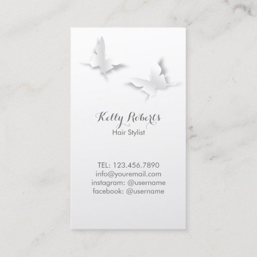 Hair Stylist Beauty Salon Butterflies & Flowers Visitekaartje (Achterkant)