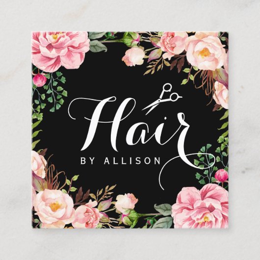 Hair Stylist Beauty Salon Chic Bloemen Afspraak Afsprakenkaartje (Voorkant)