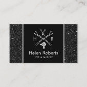Hair Stylist Beauty Salon Logo Chic Black Glitter Visitekaartje (Voorkant)