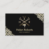 Hair Stylist Beauty Salon Logo Modern Gold Sequins Visitekaartje (Voorkant)