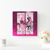 HAIR STYLIST, BEAUTY SALON MAAKT KUNSTPARTIST Roze Vierkante Klok (Huis)