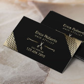 Hair Stylist Beauty Salon Modern Black & Gold Visitekaartje