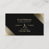 Hair Stylist Beauty Salon Modern Black & Gold Visitekaartje (Voorkant)