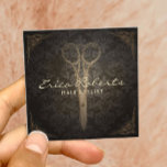 Hair Stylist Beauty Salon  Scissor & Damask Vierkante Visitekaartje<br><div class="desc">Hair Stylist Beauty Salon  Scissor & Damask Visitekaartjes.</div>